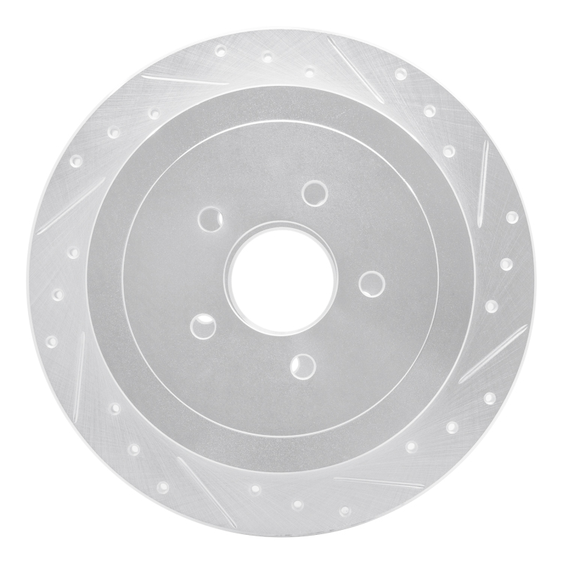 Lincoln Town Car Brake Rotor (1) - Rear Right - R1 Concepts - Drilled & Slotted - Silver - `03-`11
